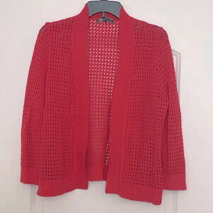 89th & Madison Orange Open Front Knit Cardigan/Sweater Size Large